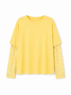 Maglia con Maniche in Pizzo e Girocollo