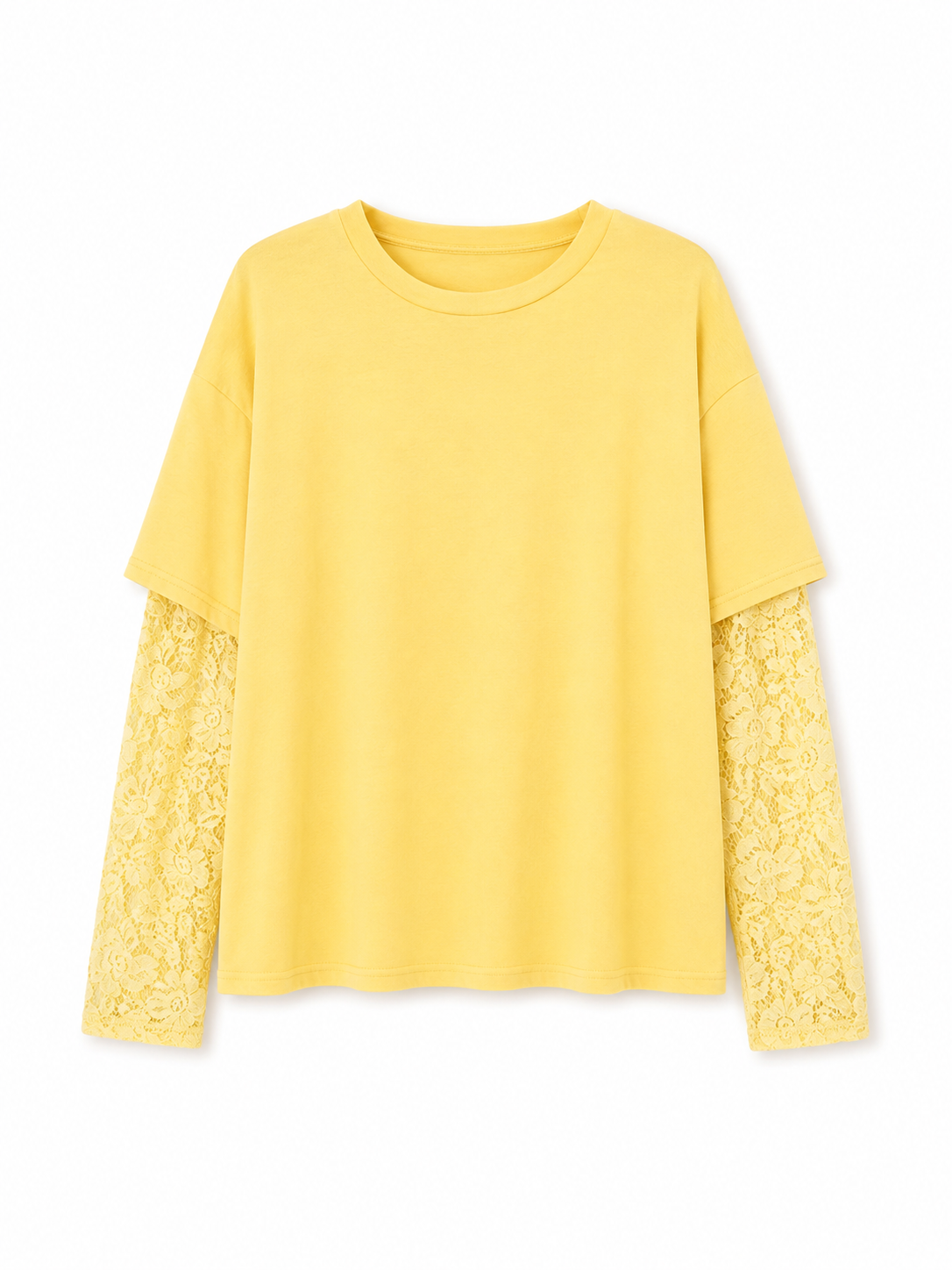 Maglia con Maniche in Pizzo e Girocollo