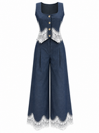 Completo in Denim con Gilet e Pizzo | Stile Femminile