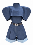 Completo in Denim con Top a Mantella e Shorts | Stile Moderno