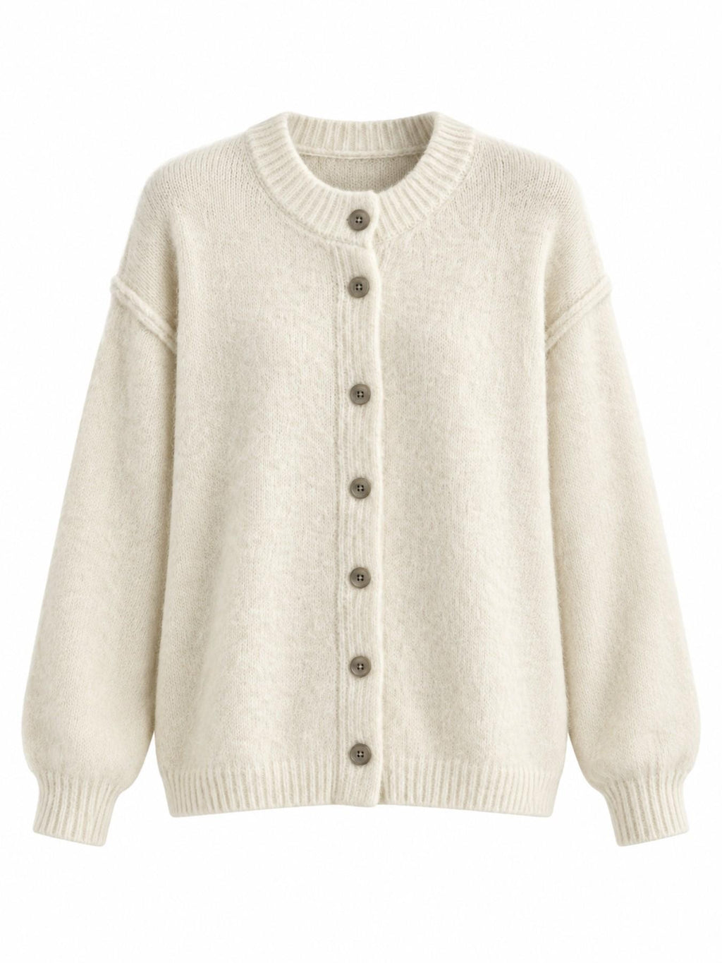 Cardigan a Maglia con Girocollo e Bottoni | Stile Casual