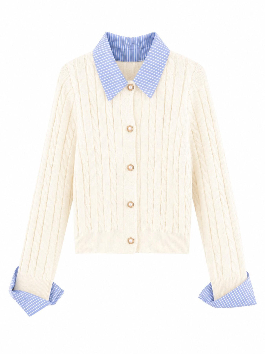 Cardigan a Maglia con Colletto a Righe | Stile Casual