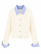 Cardigan a Maglia con Colletto a Righe | Stile Casual