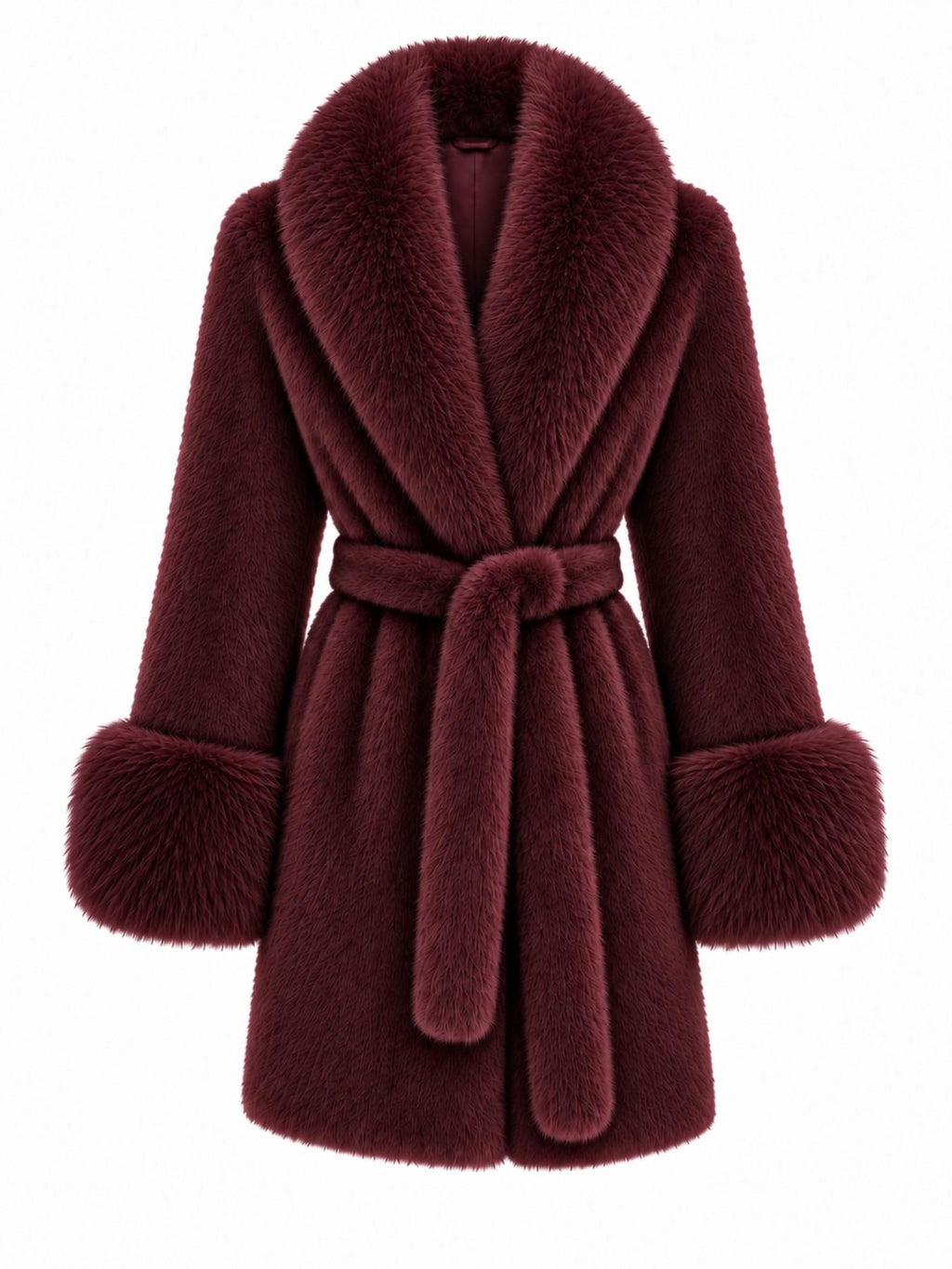 Cappotto Lungo in Pelliccia Finta con Cintura | Stile Invernale