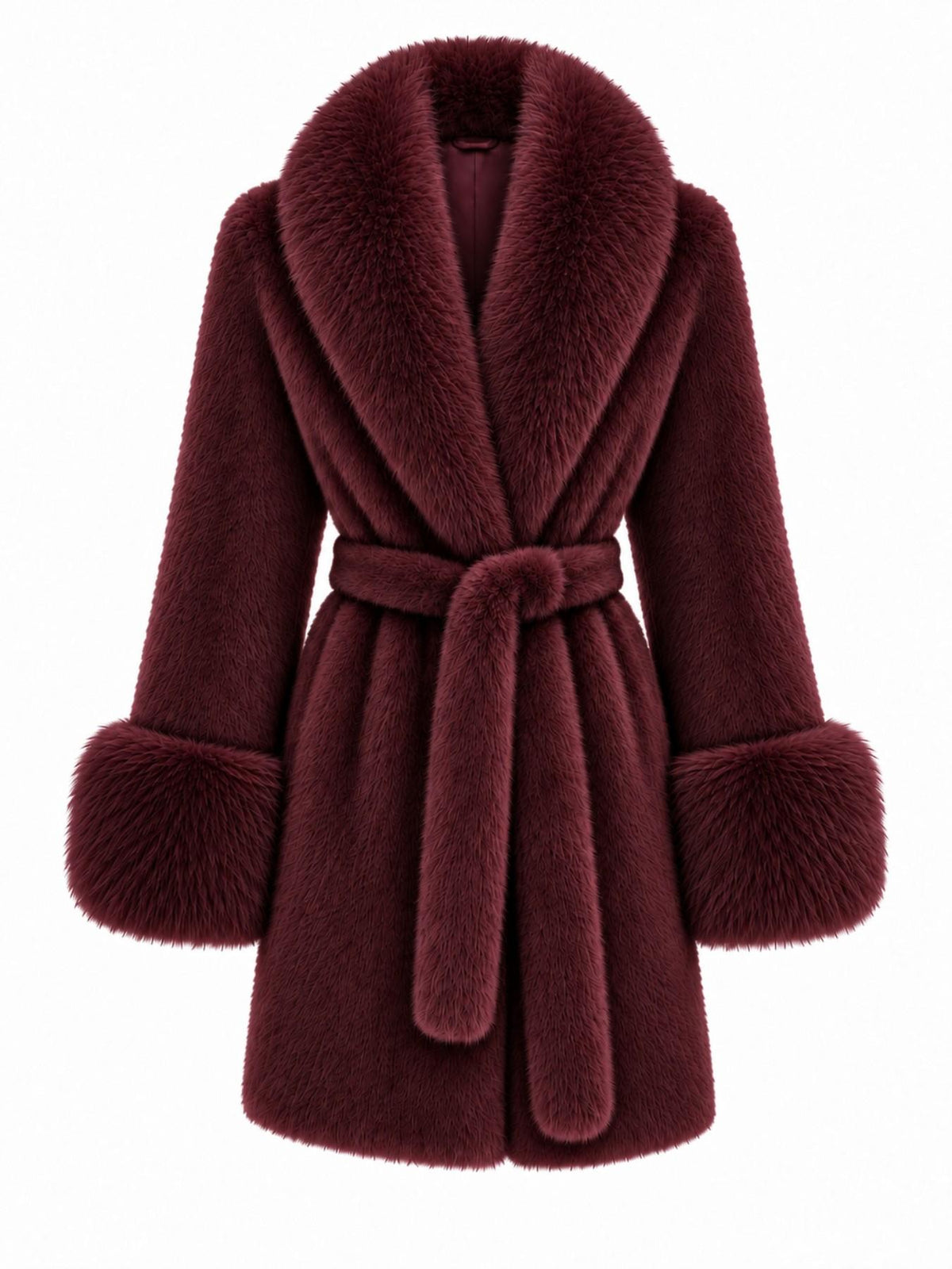 Cappotto Lungo in Pelliccia Finta con Cintura | Stile Invernale
