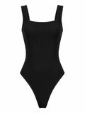 UC Women's Mint Ribbed One-Piece, Square Neck Sleeveless Slim Fit Stretch Underwear Top, Versatile Basic Style