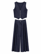 Linen Suit with Vest and Pants | Resort Chic