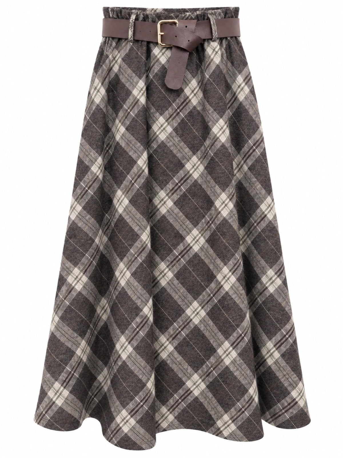 Gonna Midi a Quadri con Cintura | Stile Casual