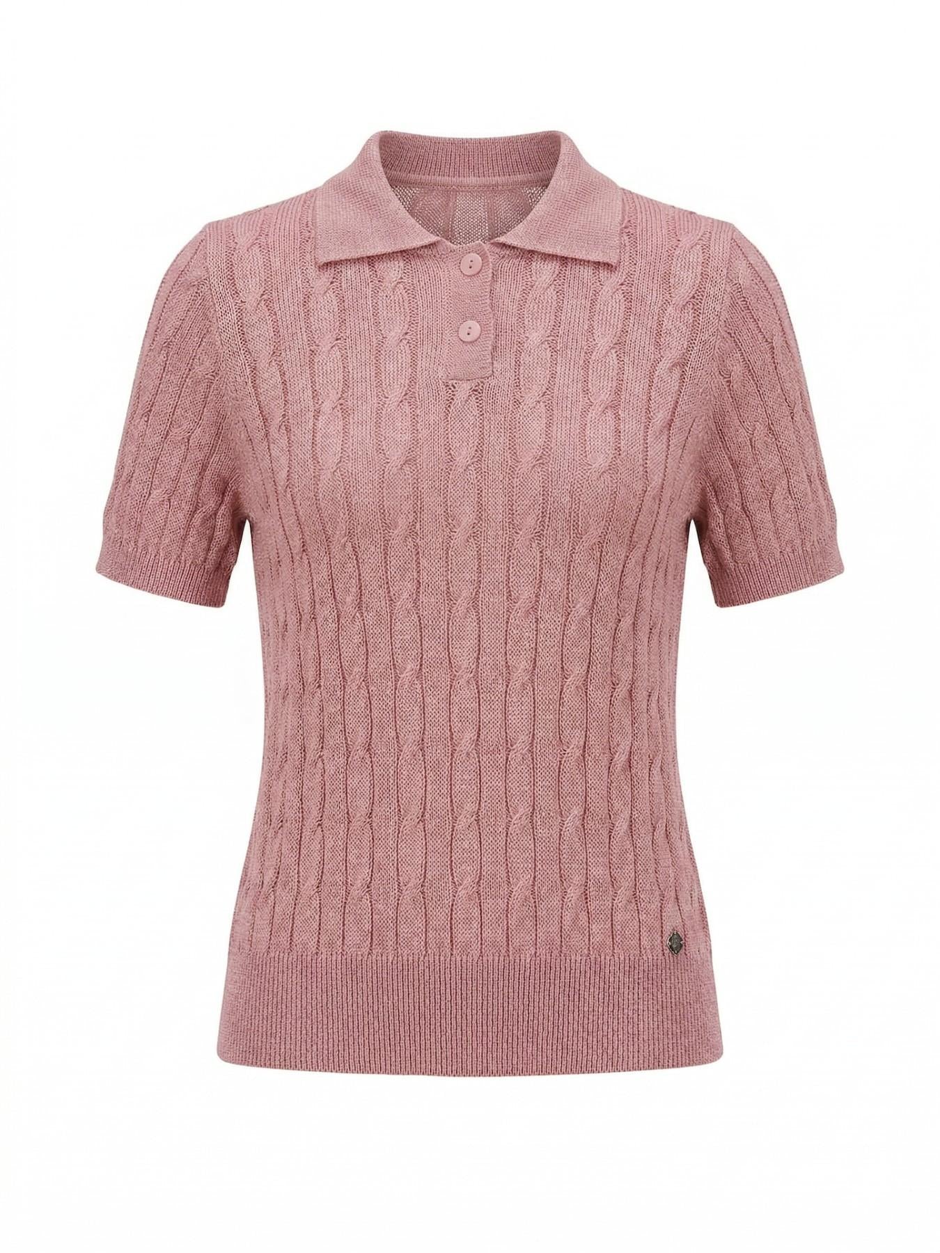 URBANREVERSE Women Knit Polo Shirt Short Sleeve Textured Viscose Blend Soft Touch Breathable Slim Fit Elegant Casual Chic Preppy Style Minimal Everyday Wear Refined Silhouette Lightweight Made in Italy