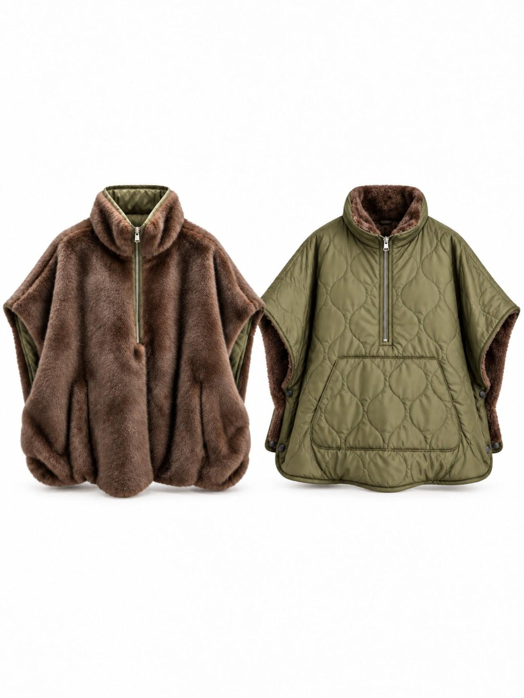 Cappa Reversibile Trapuntata in Peluche | Stile Chic