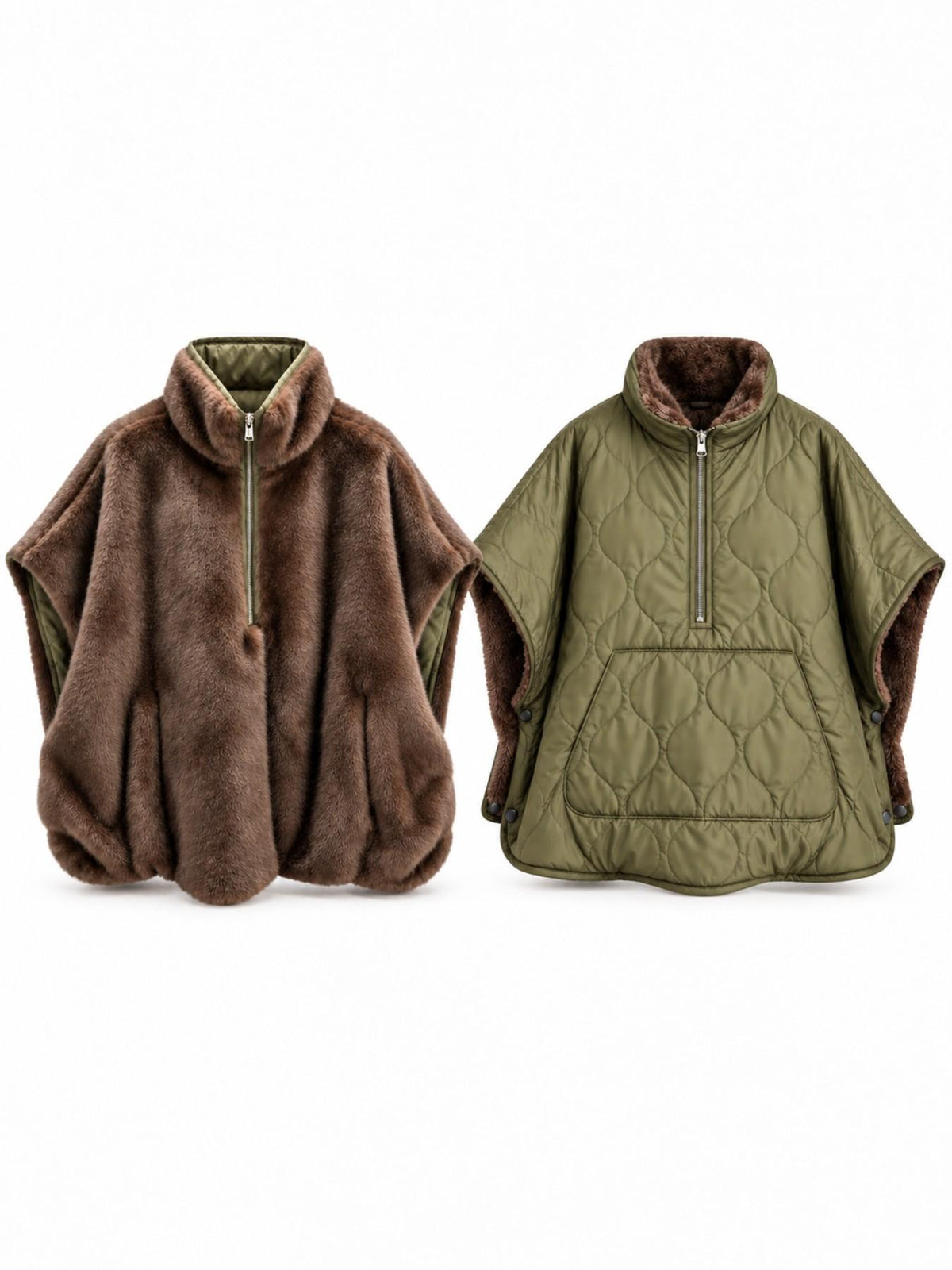 Cappa Reversibile Trapuntata in Peluche | Stile Chic