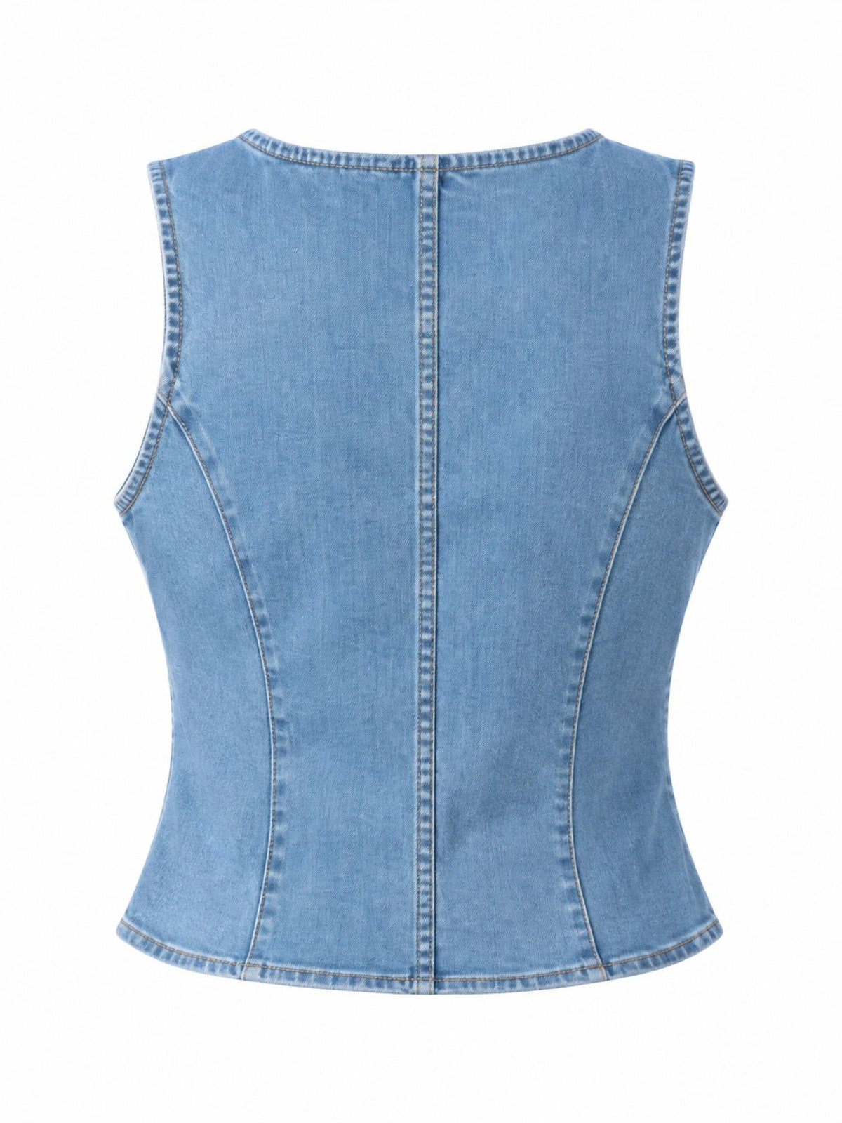 Gilet in Denim Lavato con Scollo a V e Bottoni | Stile Casual
