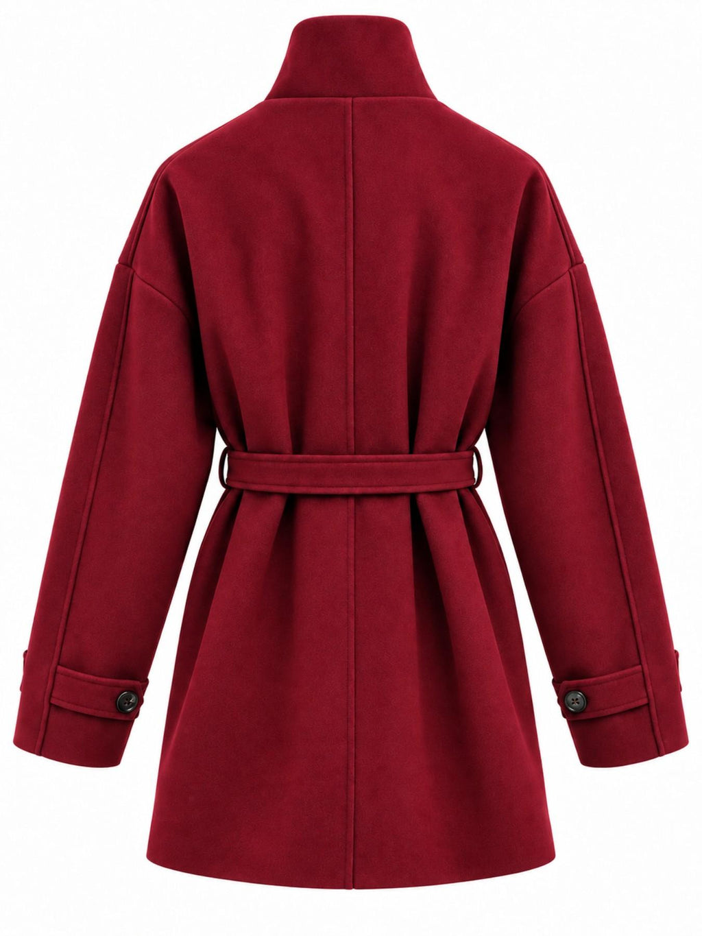 Cappotto Midi con Collo Alto e Cintura | Stile Elegante