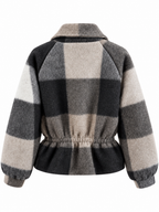 Giacca a Quadri con Zip e Vita Arricciata | Stile Casual