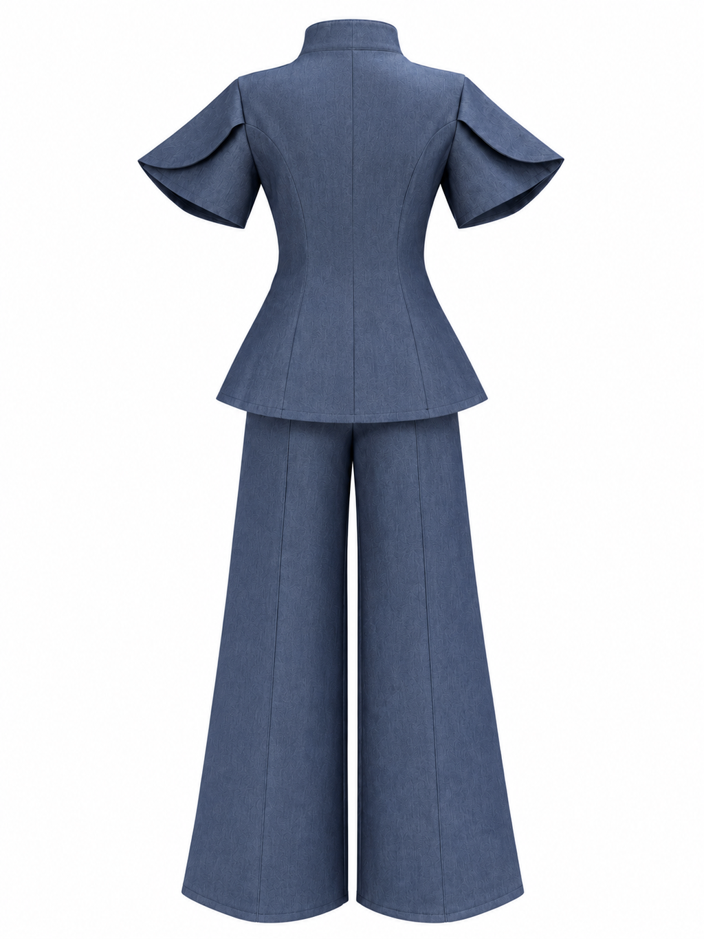 Completo in Denim con Top a Colletto Mandarino | Stile Orientale