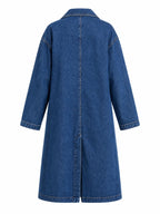 Cappotto Lungo in Denim Lavato con Collo a Risvolto | Stile Casual