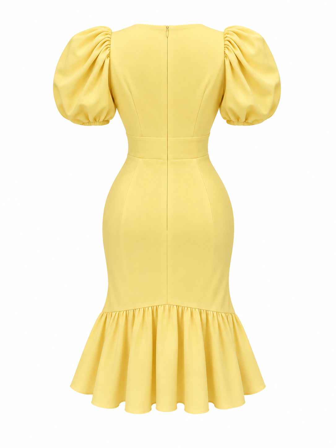 Abito Midi con Scollo a V e Maniche a Sbuffo | Stile Elegante