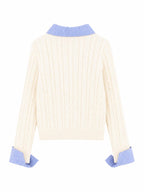 Cardigan a Maglia con Colletto a Righe | Stile Casual