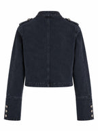 Giacca in Denim Lavato con Collo Alto e Bottoni | Stile Casual