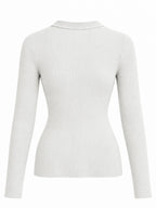 Maglia a Costine con Scollo a V e Maniche Lunghe | Stile Casual