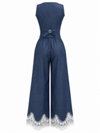 Completo in Denim con Gilet e Pizzo | Stile Femminile
