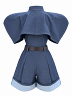 Completo in Denim con Top a Mantella e Shorts | Stile Moderno