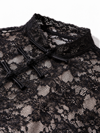 Top in Pizzo con Colletto Mandarino e Nodi | Stile Elegante