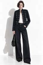 Giacca in Denim Lavato con Collo Alto e Bottoni | Stile Casual