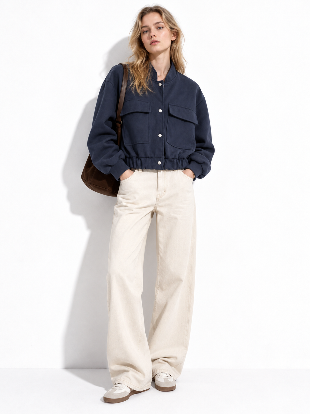 Giacca Corta con Collo Alto e Grandi Tasche | Stile Casual