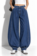 Jeans a Vita Alta con Gamba a Palloncino | Stile Casual