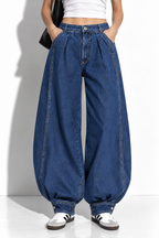 Jeans a Vita Alta con Gamba a Palloncino | Stile Casual