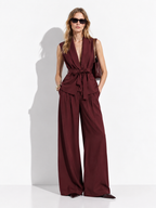 Completo con Gilet Senza Maniche e Pantaloni Palazzo | Eleganza Moderna