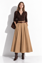 Gonna a Vita Alta Svasata con Elastico e Cintura | Stile Elegante