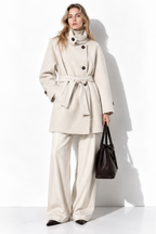 Cappotto Midi con Collo Alto e Cintura | Stile Elegante