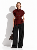 Sleeveless Windbreaker Vest with Belt | Elegant Style