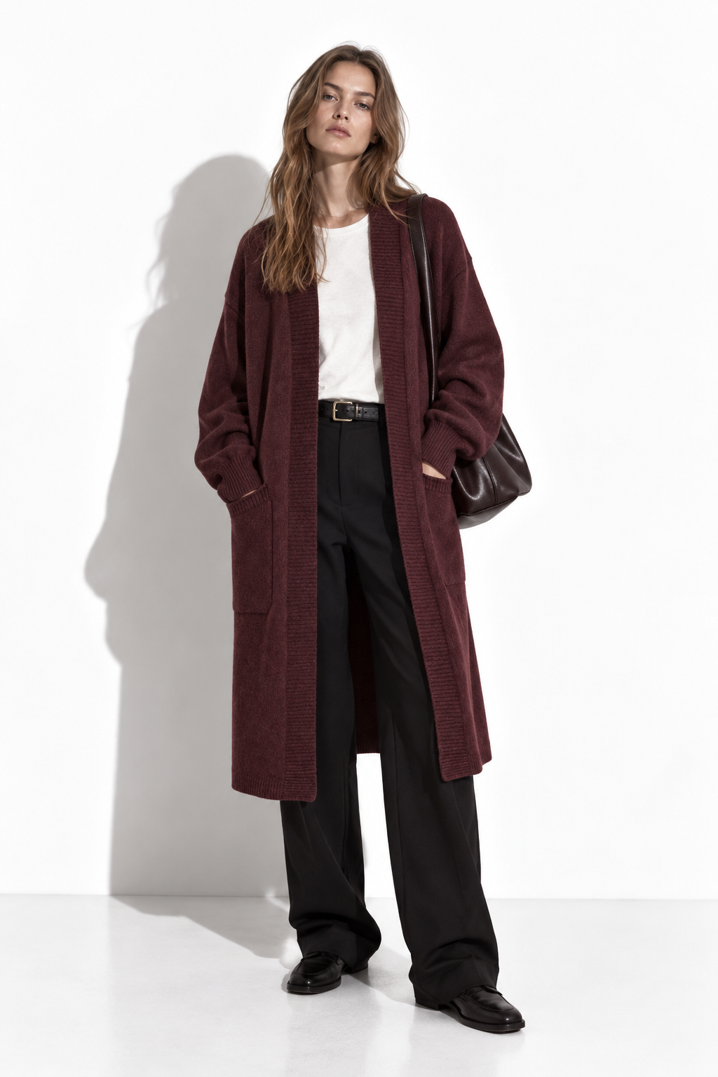 Cardigan Lungo a Maglia con Tasche | Stile Casual