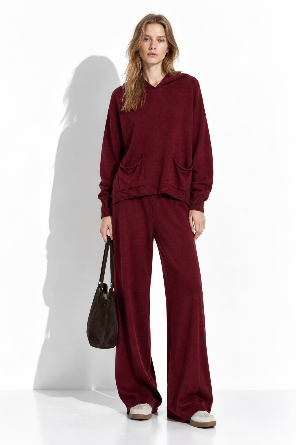 Knitted Set with Hood and Wide-Leg Pants | Casual Style