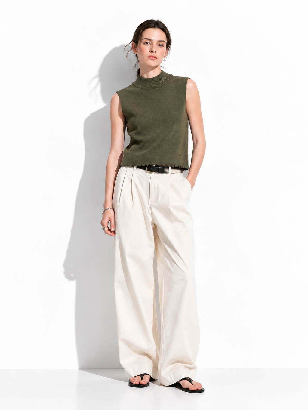 Sleeveless Knit Top with High Neck | Casual Style