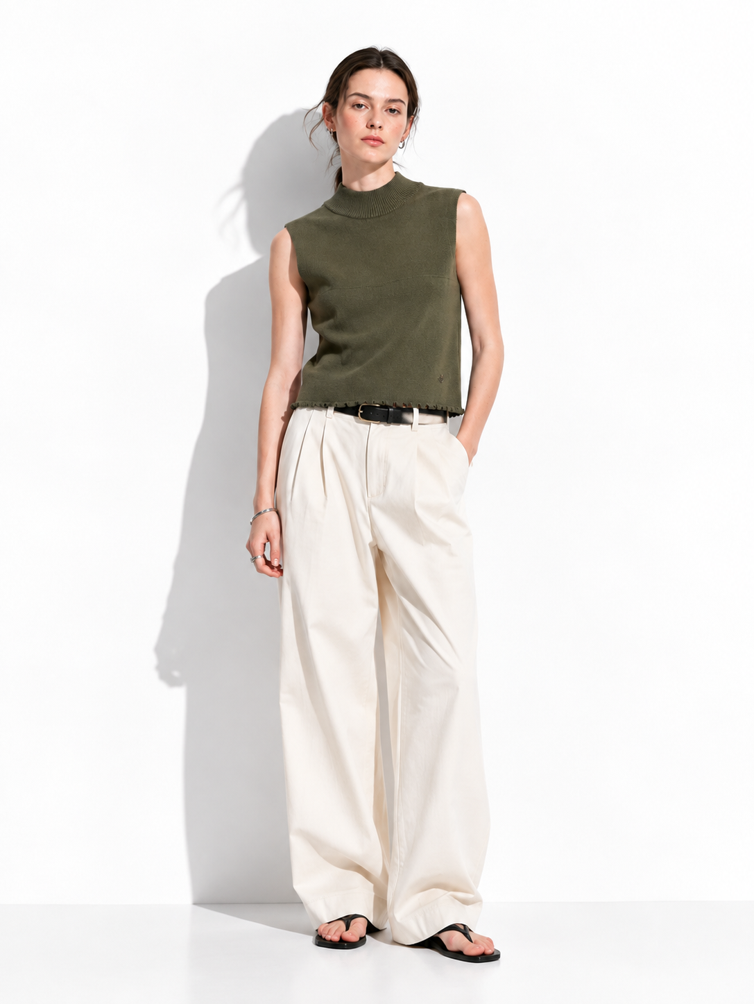 Top a Maglia Senza Maniche con Collo Alto | Stile Casual