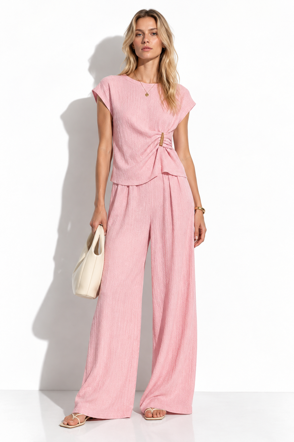 Completo Tessuto con Top e Pantaloni Largo | Look Casual Chic