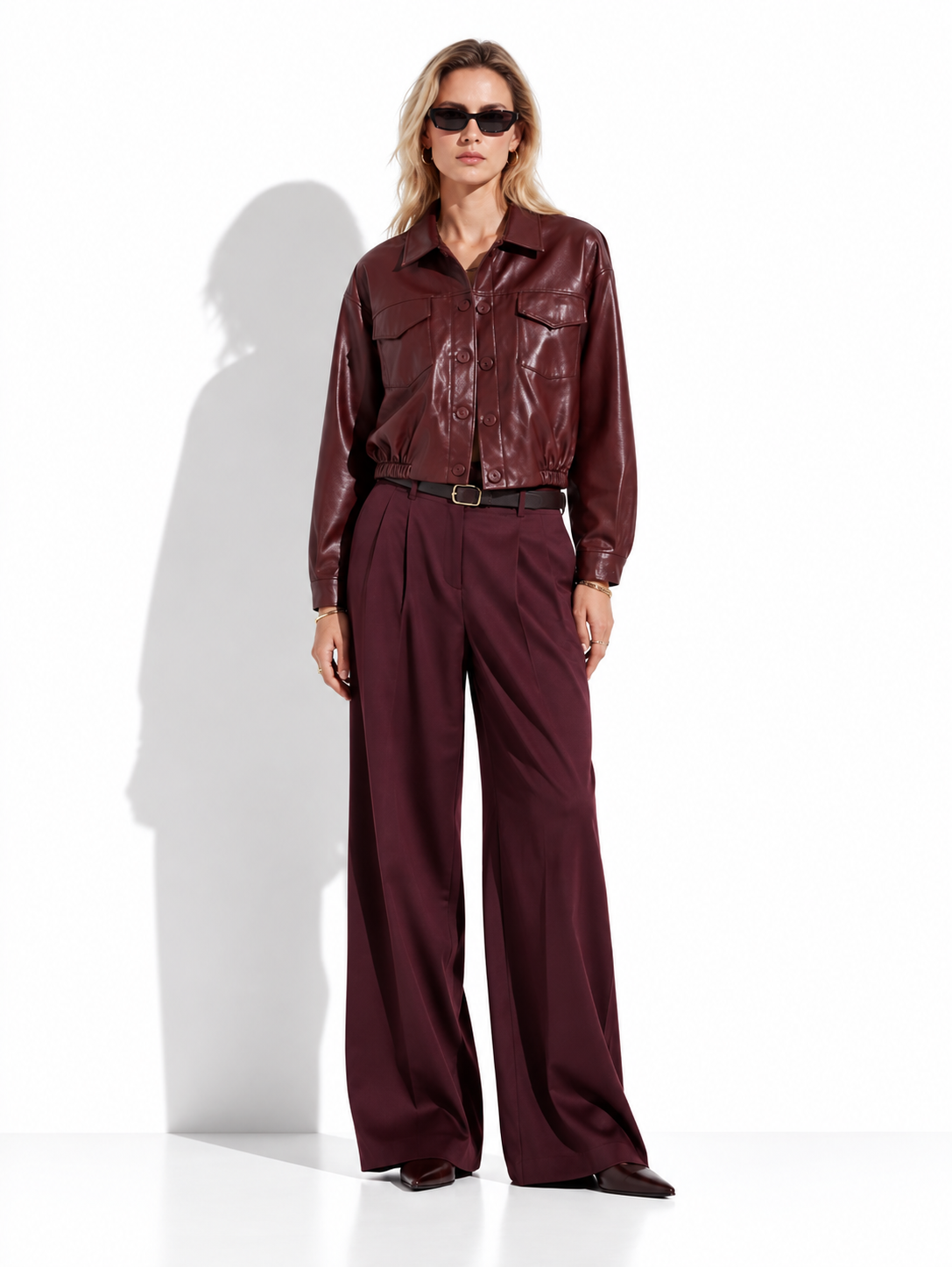 Faux Leather Jacket with Chest Pocket | Casual Style
