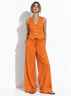 Completo Gilet e Pantaloni in Ramie | Look Estivo Casual Chic