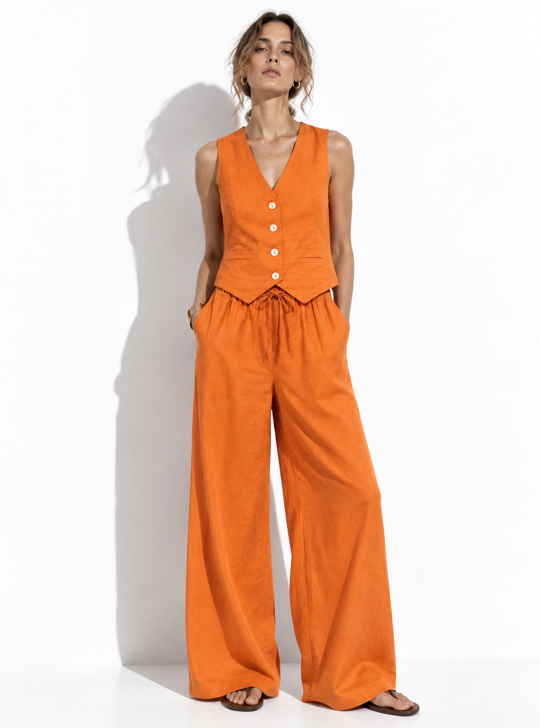 Completo Gilet e Pantaloni in Ramie | Look Estivo Casual Chic