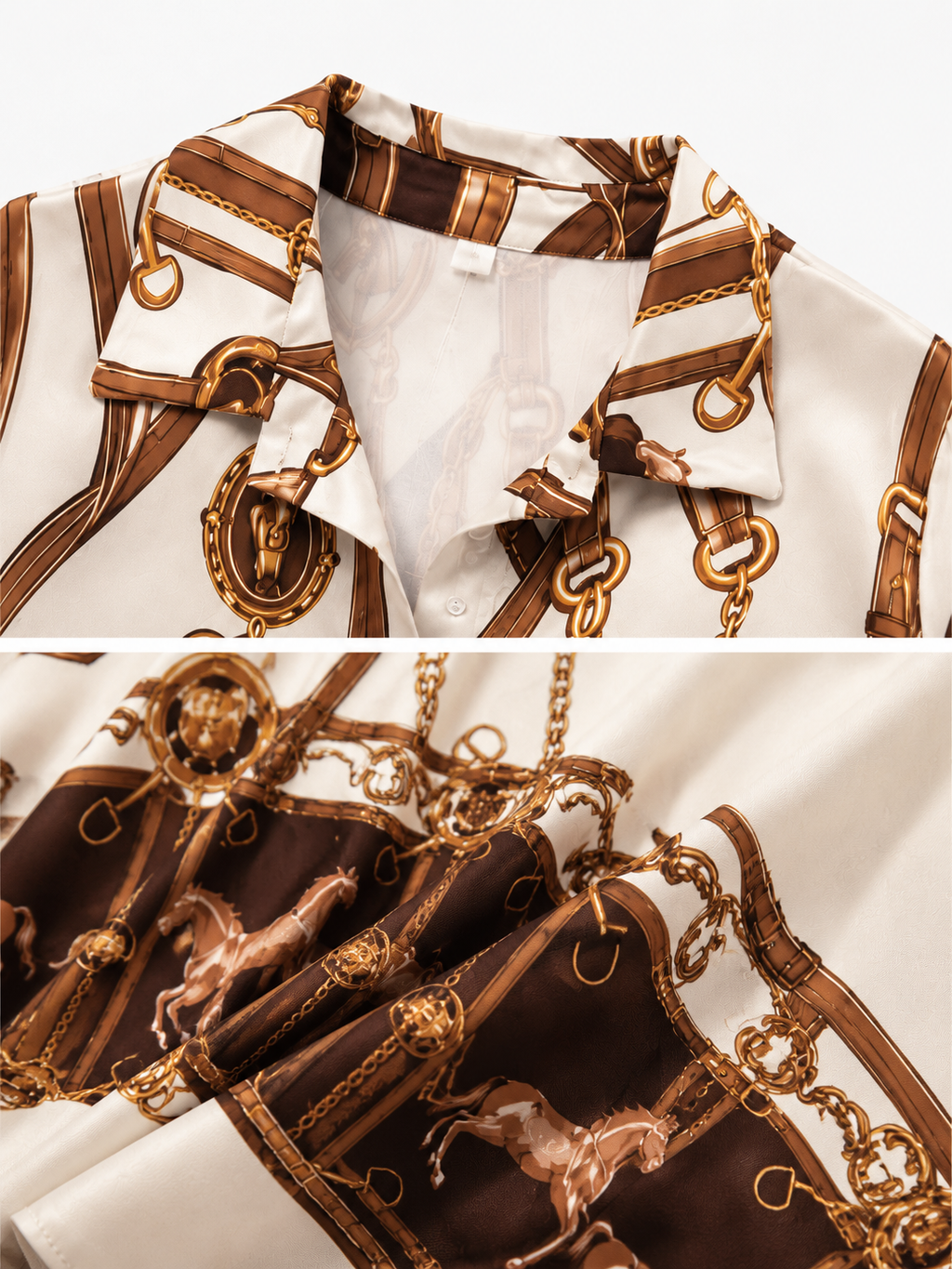 Baroque Print Shirt with Horse | Elegant Style