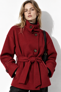 Cappotto Midi con Collo Alto e Cintura | Stile Elegante