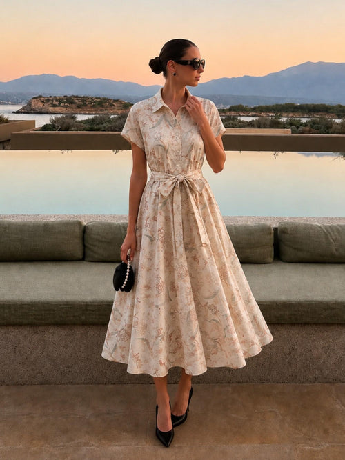 Abito Camicia Midi a Fiori | Look Elegante Estivo