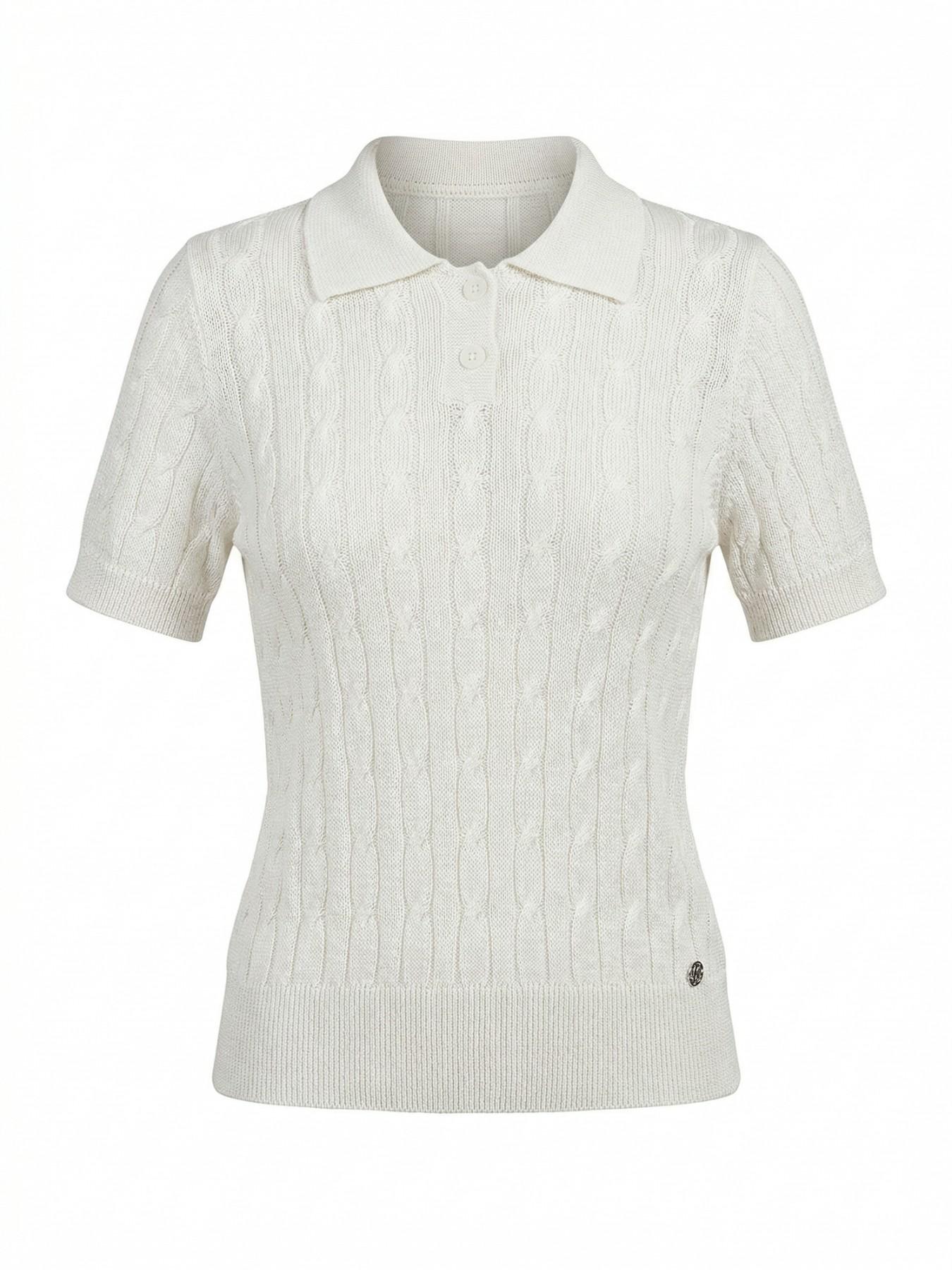 URBANREVERSE Women Knit Polo Shirt Short Sleeve Textured Viscose Blend Soft Touch Breathable Slim Fit Elegant Casual Chic Preppy Style Minimal Everyday Wear Refined Silhouette Lightweight Made in Italy