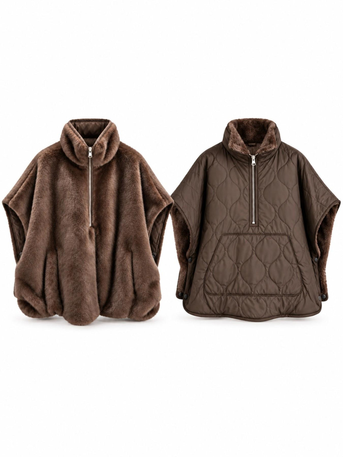 Cappa Reversibile Trapuntata in Peluche | Stile Chic