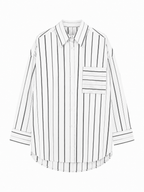 Camicia Loose a Righe Verticali con Tasca | Stile Casual