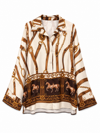 Baroque Print Shirt with Horse | Elegant Style